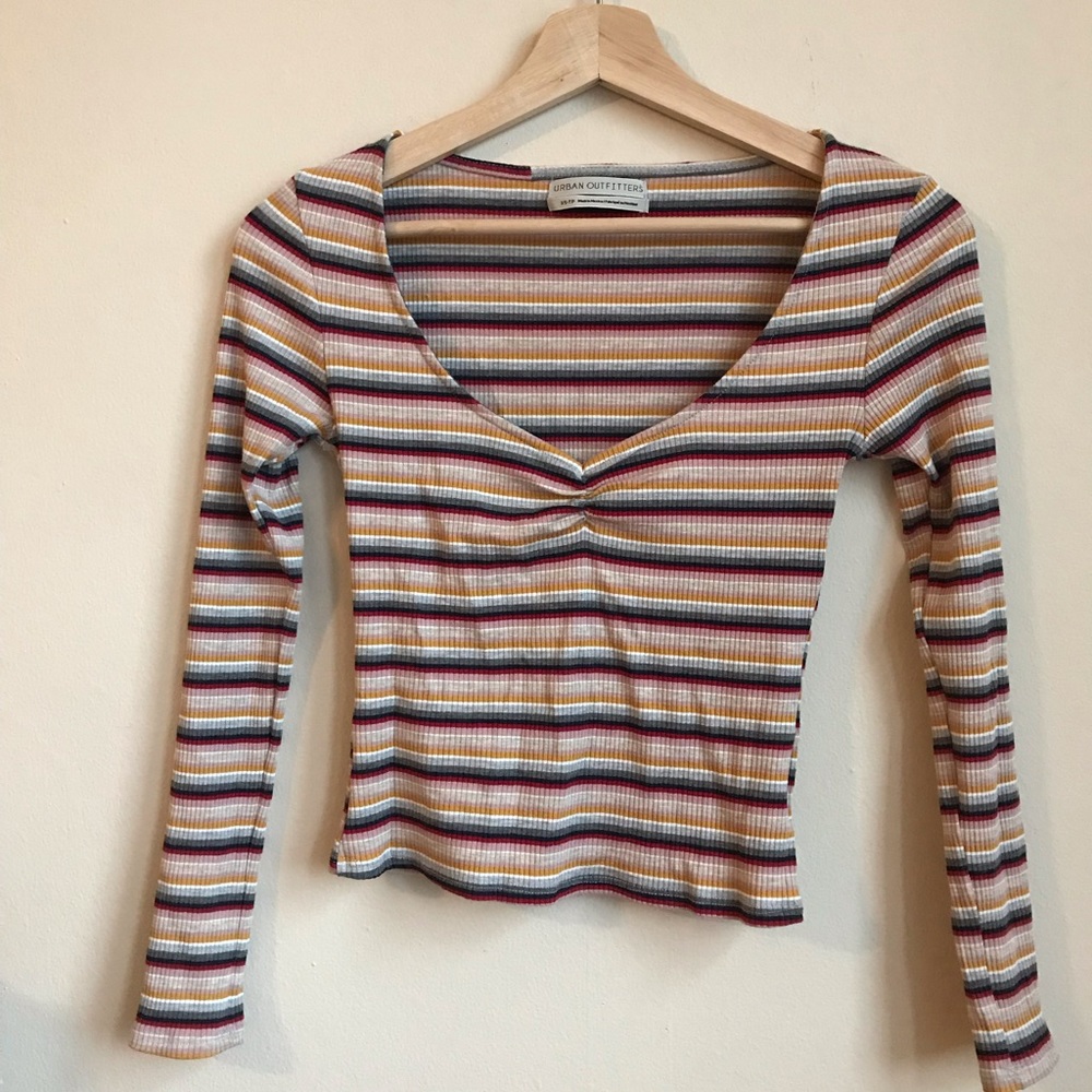 Urban outfitters striped ribbed long sleeve top